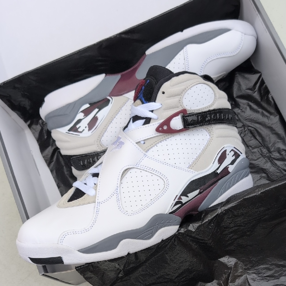Nike Air Jordan 8 Retro - White Burgundy - Men's Size 10 ( CI1236-104 )